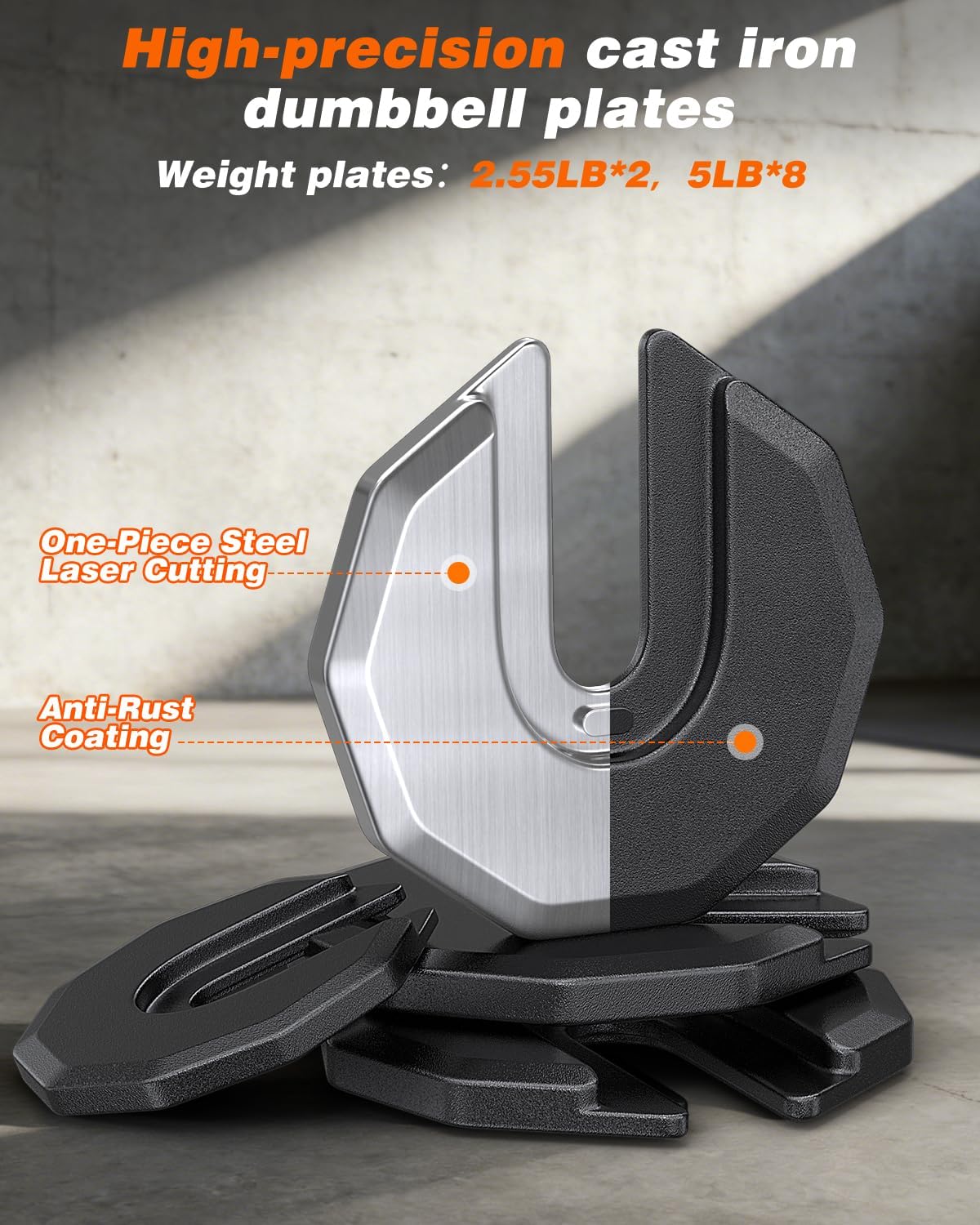 Adjustable Dumbbells Set of 2, 1 Hand Adjustable Weights Dumbbells Set, 5 in 1/10 in 1 Free Dumbbell with Anti-Slip Texture Handle, 25/55/80lb Pair Weight Set For Home Gym Suit both Men and Women - Image 8