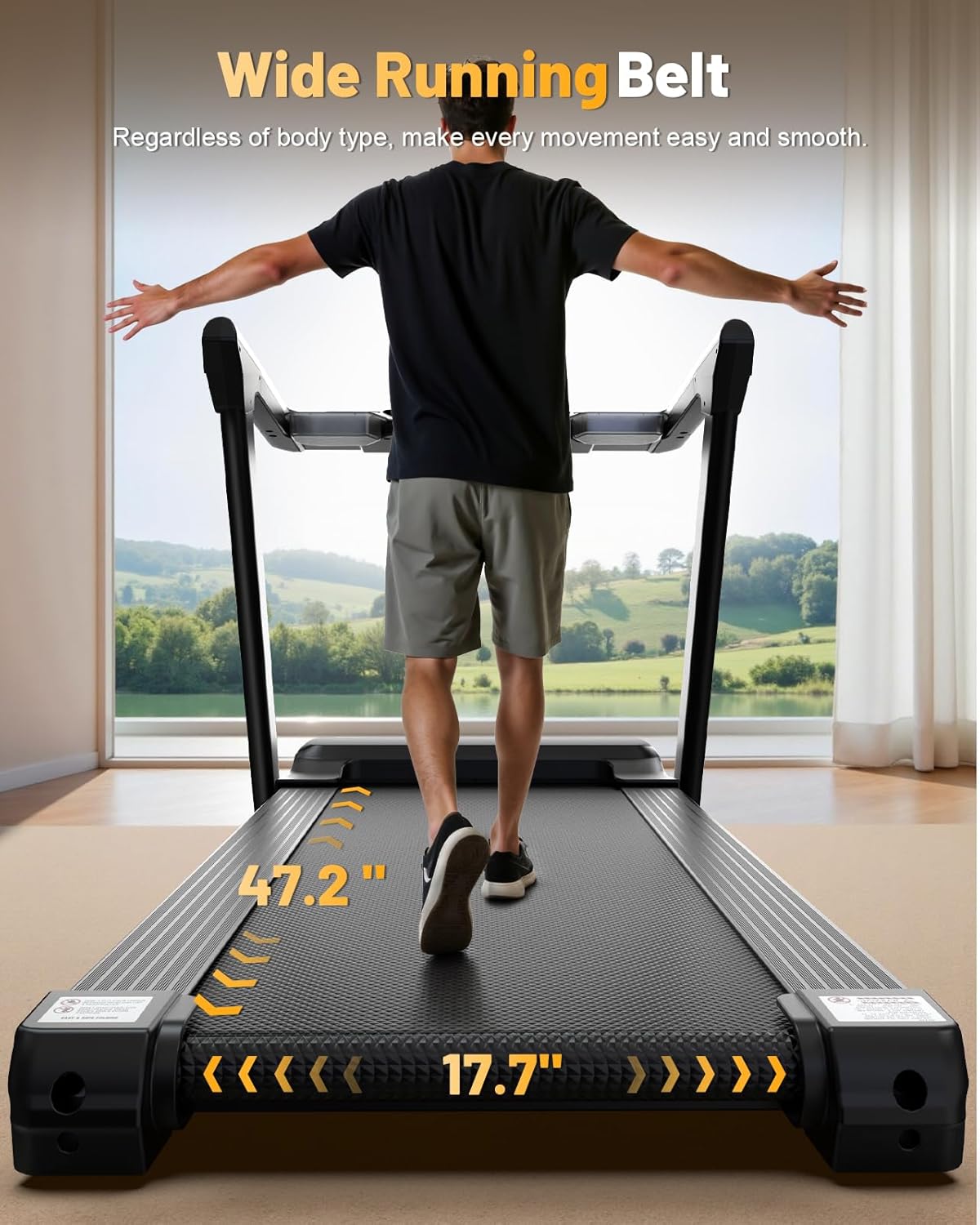 Treadmill with 0-25% Auto Incline, 3.5 HP Folding for Home Running, 10.0 MPH Max Speed, 300 lbs Weight Capacity, Bluetooth Speaker. - Image 7