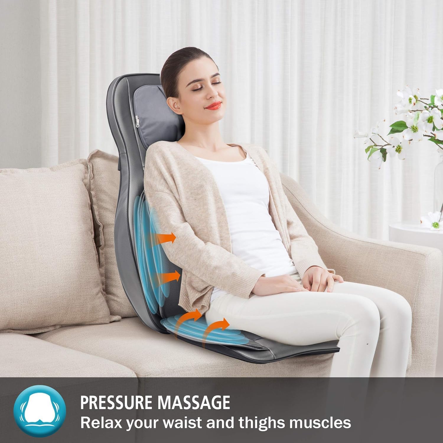COMFIER Massager Chair with Heat, Shiatsu Neck Back Massager Portable with Compression & Rolling,Massage Chair Pad for Neck & Back for Muscle Tension Relief - Image 4