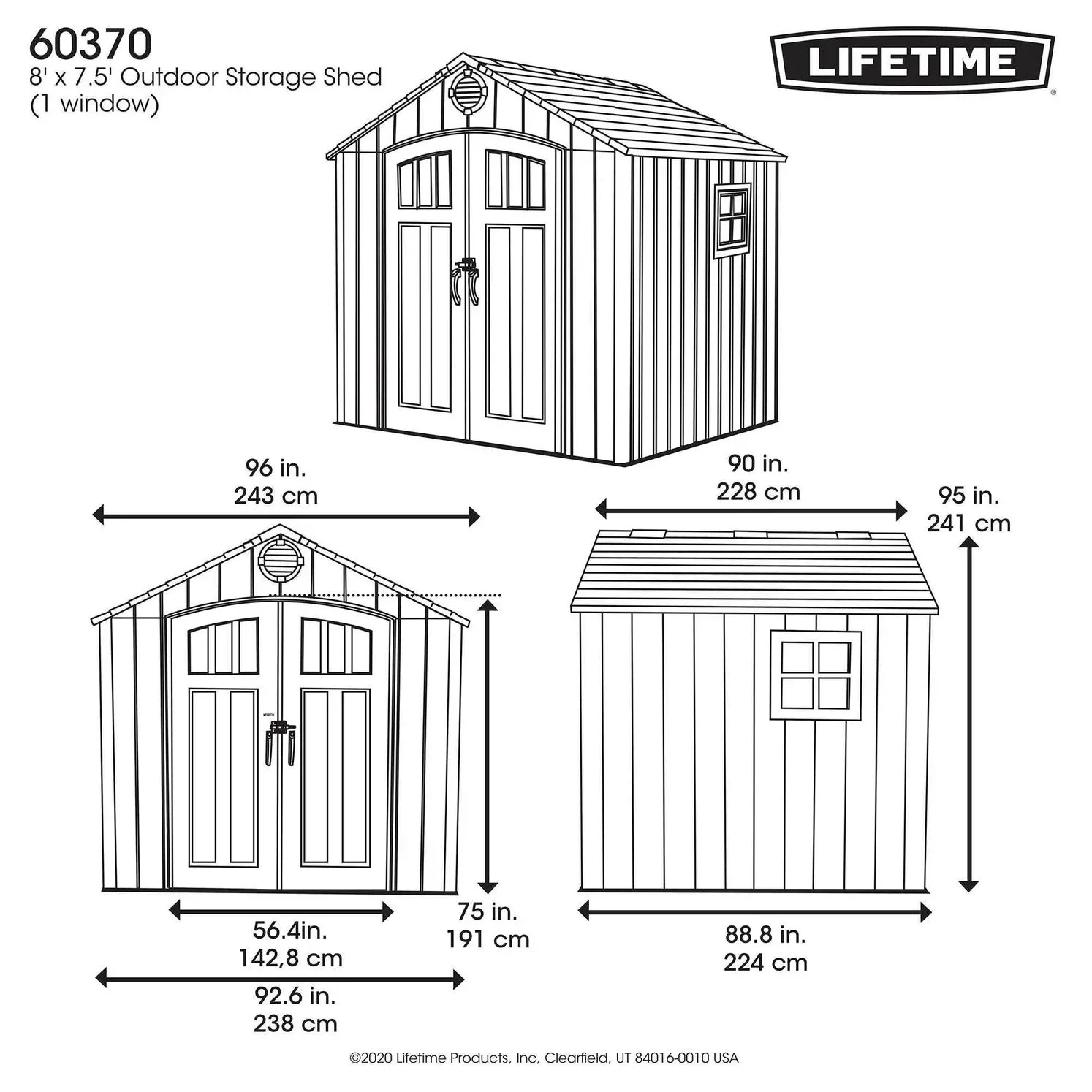 Lifetime 8 Ft x 7.5 Ft Outdoor Storage Shed - Image 12