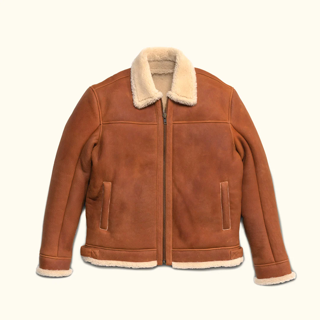 Wool Shearling Leather Jacket by Style Gears