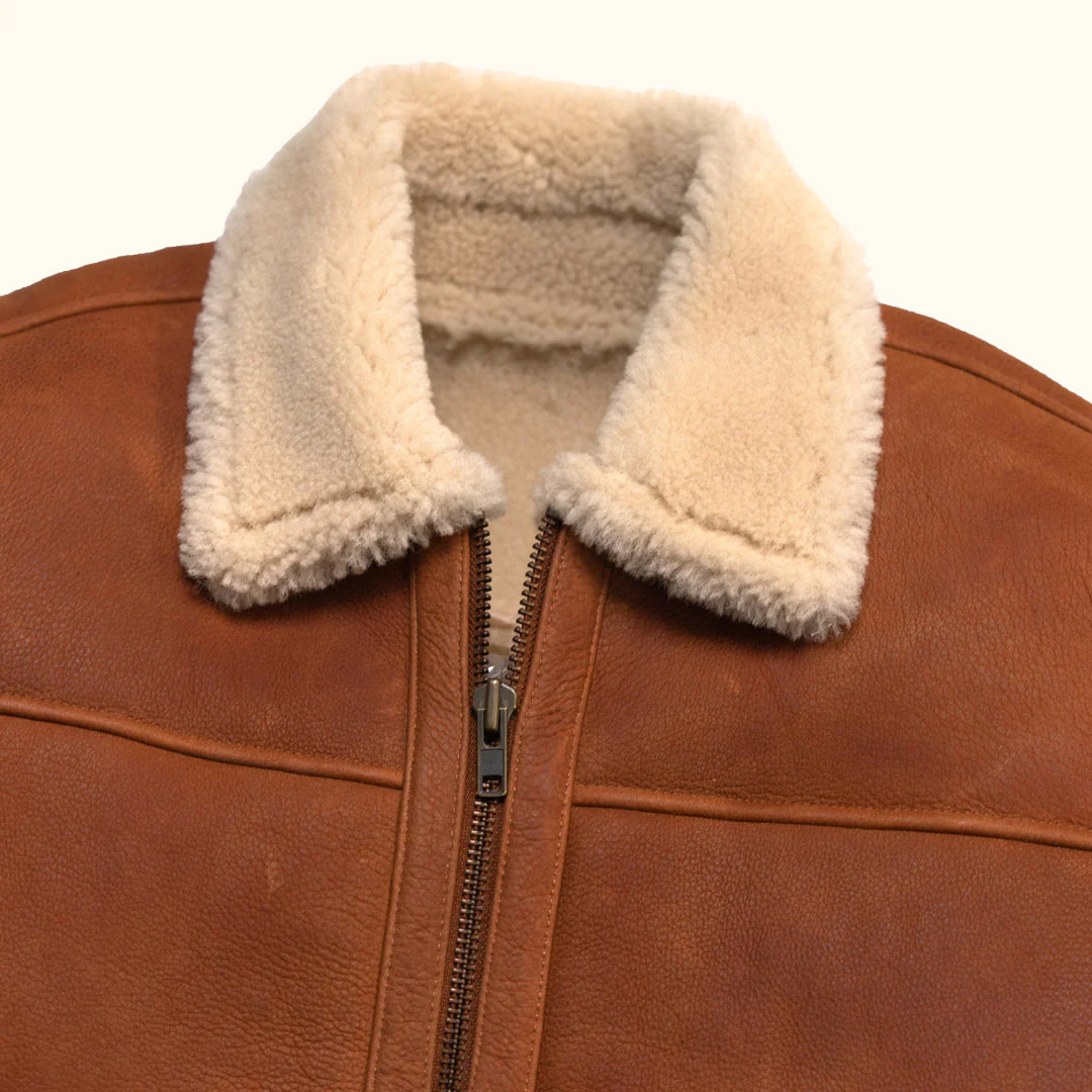 Wool Shearling Leather Jacket by Style Gears - Image 3