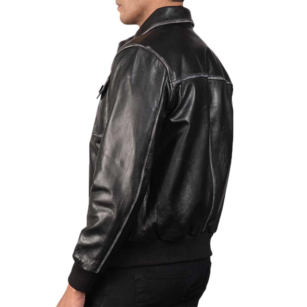 Aaron Leather Bomber Jacket - Image 5