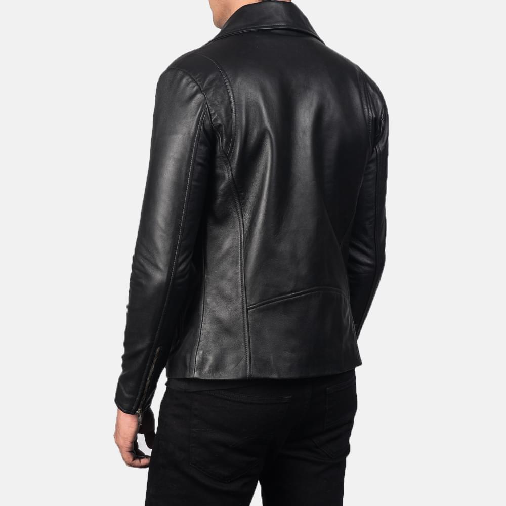 Noah Black Leather Biker Jacket - Image 3